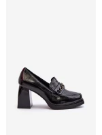 Lakierowane Czółenka Na Masywnym Obcasie Czarne Terimene