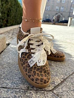 Niskie Sneakersy Damskie Z Koronką Panterka Brązowe Zielle