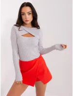 Sweter PM SW model 18959501 jasny szary - FPrice Sweter PM SW model 18959501 jasny szary - FPrice