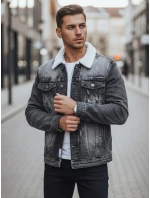 Pánská zateplená džínová bunda s ovčí kůží černá Dstreet model 21995199 - FashionStreet