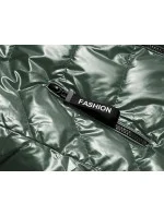 Lesklá zelená dámska vesta s kapucňou (B8019-10)