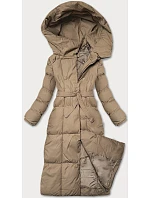 Zimowa damska kurtka z paskiem ciemny beżowy model 21247767 - J.STYLE Zimowa damska kurtka z paskiem ciemny beżowy model 21247767 - J.STYLE