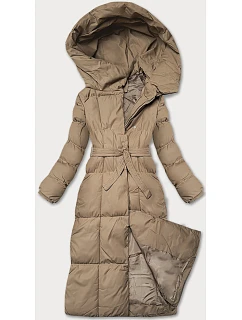 Zimowa damska kurtka z paskiem ciemny beżowy model 21247767 - J.STYLE