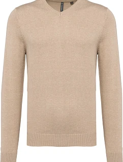 K Pánský svetr s výstřihem do V 20.K beige heather model 22431474 - Kariban