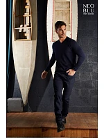 Men Pánský svetr s výstřihem do V night blue model 22500678 - NEOBLU Men Pánský svetr s výstřihem do V night blue model 22500678 - NEOBLU