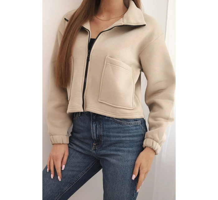 Izolovaná bavlnená mikina so zipsom svetlo béžová Izolovaná bavlnená mikina so zipsom svetlo béžová