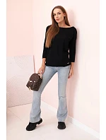 Dámska blúzka s lodičkovým výstrihom čierna Dámska blúzka s lodičkovým výstrihom čierna