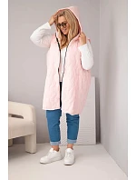 Dámske Plus veľkosť prešívaná vesta s kapucňou Candy Pink