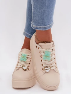 Dámské tenisky na platformě s Medvídek Srdce Béžové model 21997761 - Boto