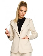 M691 Blejzer s kapucňou a jedným gombíkom - pieskový