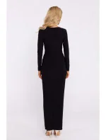 M840 Maxi šaty s uzlom - čierne M840 Maxi šaty s uzlom - čierne