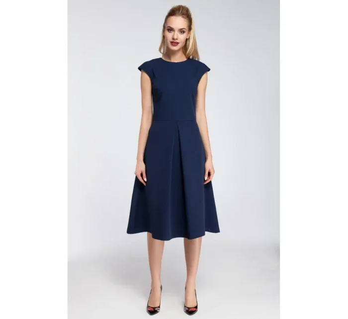 M296 Šaty s obrátenými záhybmi - tmavo modré M296 Šaty s obrátenými záhybmi - tmavo modré