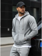 Pánska mikina na zips s kapucňou sivá BX2412
