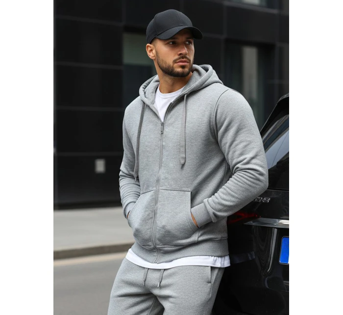 Pánska mikina na zips s kapucňou sivá BX2412
