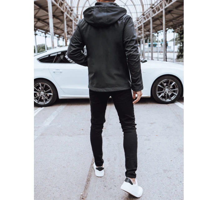 Pánska softshellová bunda s kapucňou tmavosivá FashionStreet TX4475