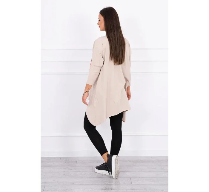 Oversize blúzka s potlačou dúhových pier béžová Oversize blúzka s potlačou dúhových pier béžová