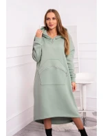Zateplené šaty s kapucí tmavě mátové Zateplené šaty s kapucí tmavě mátové
