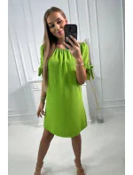 Šaty s viazaním na rukávoch pistáciovej farby