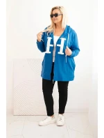 Dámská mikina Plus Size bavlněná s kapucí a velkým model 21399825 H chabrová - K-Fashion