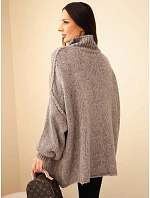 Dámský oversize svetr s příměsí model 22391398 rolákem a širokými rukávy fango - K-Fashion