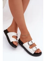 Dámské pantofle s klipsy na platformě bílé Elamas