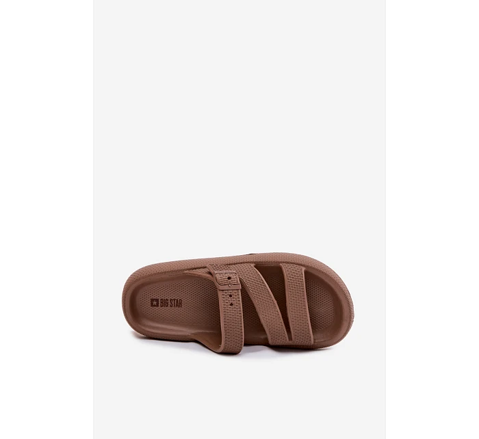 Pěnové dámské pantofle s pásky a sponou Big Star model 22100713 hnědé - Big Star Shoes