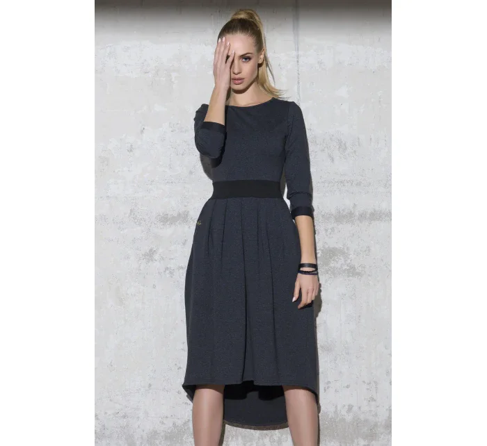 Dámske voľnočasové šaty s voľnou sukňou grafitové - Šedá / 3XL - Makadamové