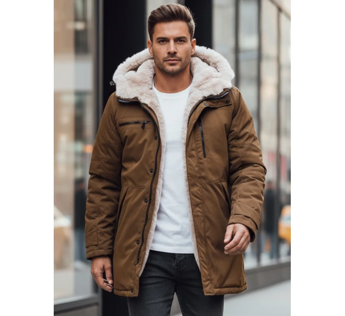 Pánská zimní bunda parka s kapucí béžová Dstreet model 21982648 - FashionStreet
