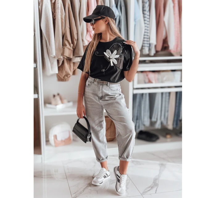 Dámské tričko oversize s 3D efektem černé Dstreet model 21983074 - FashionStreet