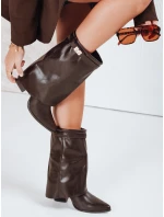 Dámské kozačky s širokým svrškem hnědé Dstreet model 21992340 - FashionStreet