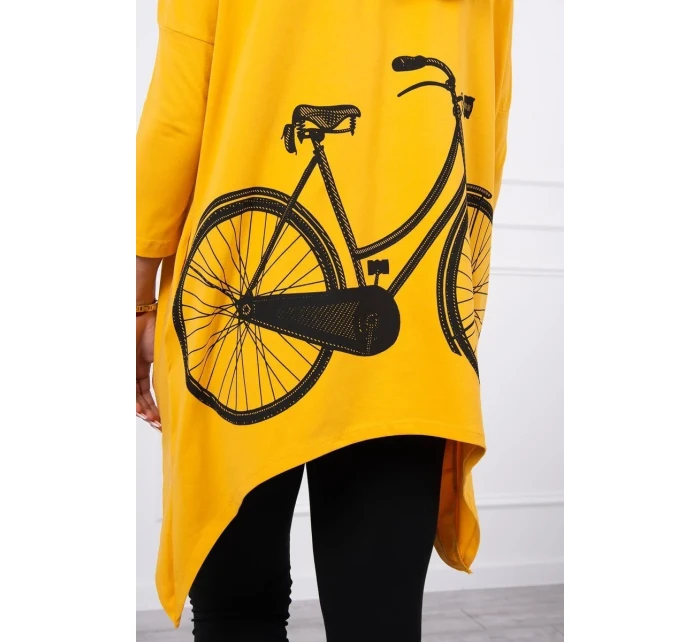 Horčicová mikina na bicykel s potlačou Horčicová mikina na bicykel s potlačou