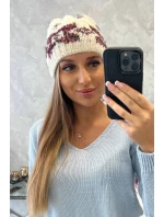 Dámska čiapka Otylia K387 ecru+bordeaux Dámska čiapka Otylia K387 ecru+bordeaux