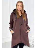 Mikina s kapucňou na zips hnedý