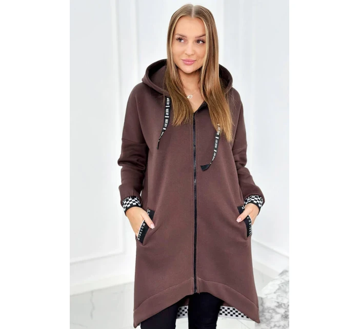 Mikina s kapucňou na zips hnedý