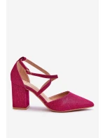 Modne Błyszczące Czółenka Na Słupku Fuksja Galaxy