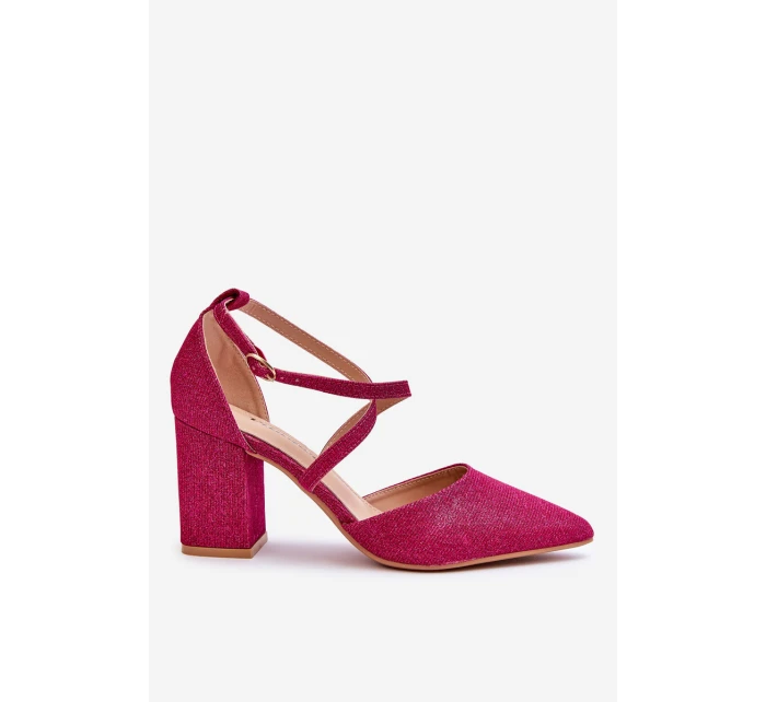 Modne Błyszczące Czółenka Na Słupku Fuksja Galaxy