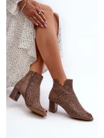 Dámské Botky Z Semiše Na Podpatku S Hnědé model 21658524 - Boto Dámské Botky Z Semiše Na Podpatku S Hnědé model 21658524 - Boto