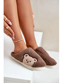 Kapcie Damskie Futrzane Z Misiem Brązowe Fiorinella