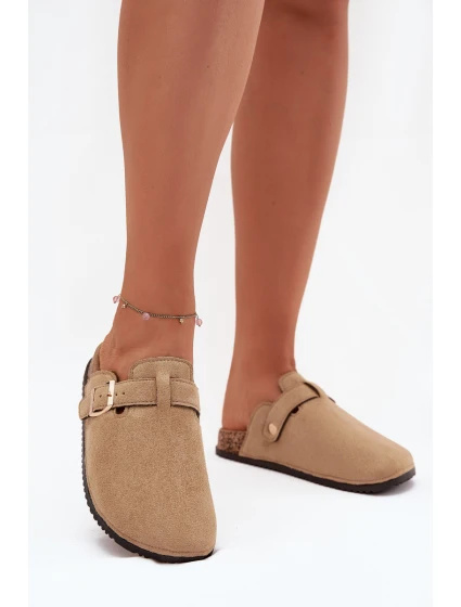 Klapki Chodaki Damskie Na Korkowej Platformie Ze Złotą Klamrą Big Star SS274738 Beżowe Klapki Chodaki Damskie Na Korkowej Platformie Ze Złotą Klamrą Big Star SS274738 Beżowe