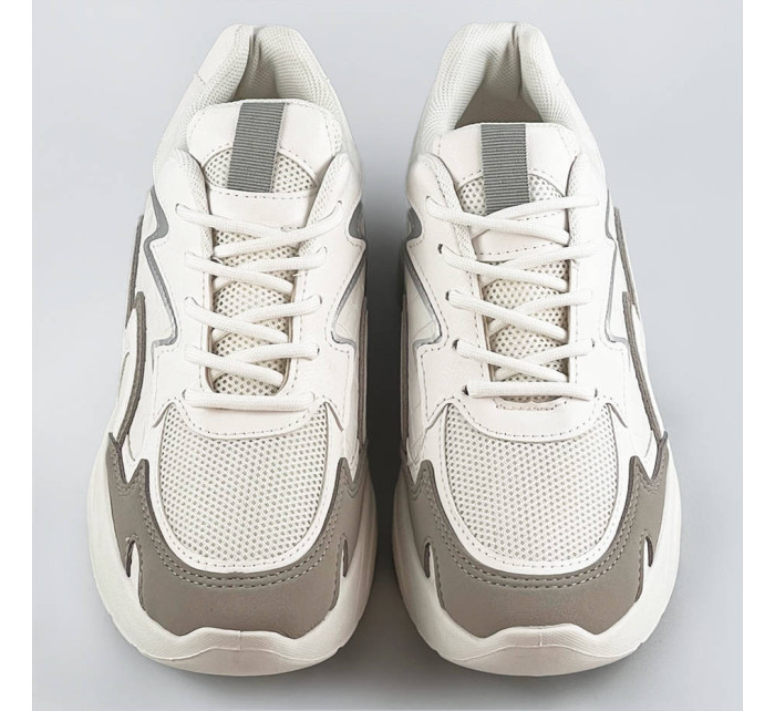 Biele dámske športové topánky na platforme (C1090)