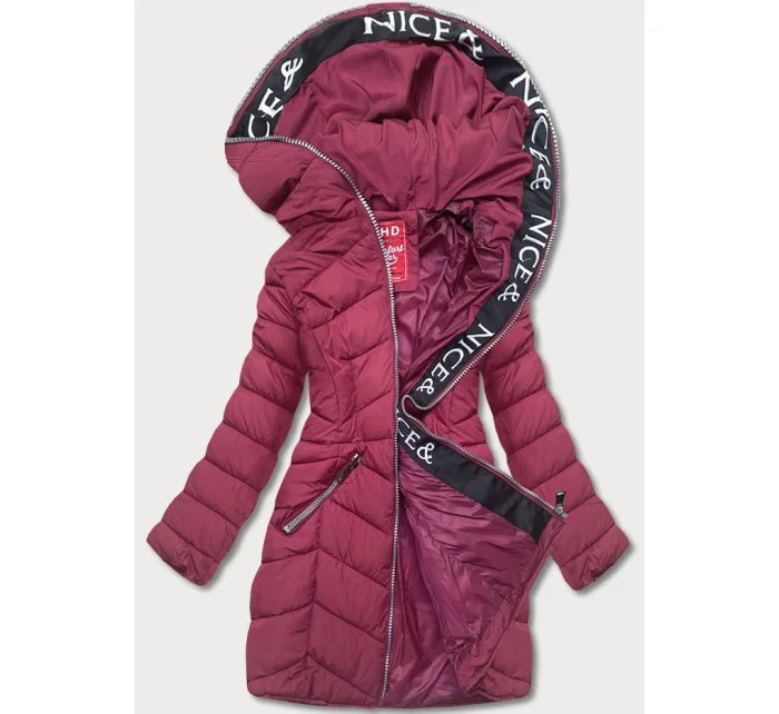 Červená dámská péřová bunda pro přechodné období model 17729175 - LHD Červená dámská péřová bunda pro přechodné období model 17729175 - LHD