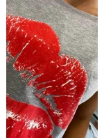 Blúzka s potlačou pier šedá Blúzka s potlačou pier šedá