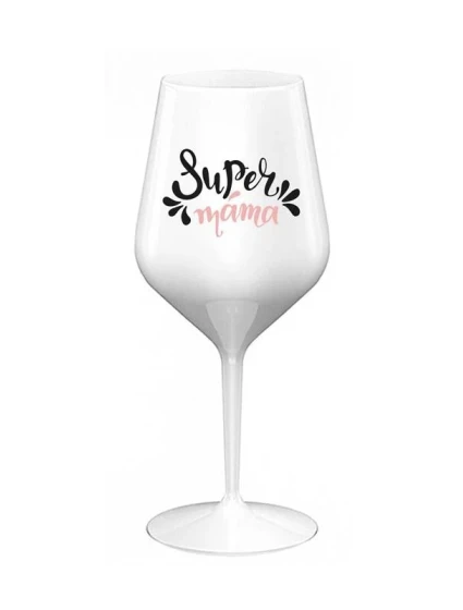 SUPER MÁMA (SPECIÁLNÍ EDICE) - bílá nerozbitná sklenice na víno 470 ml SUPER MÁMA (SPECIÁLNÍ EDICE) - bílá nerozbitná sklenice na víno 470 ml