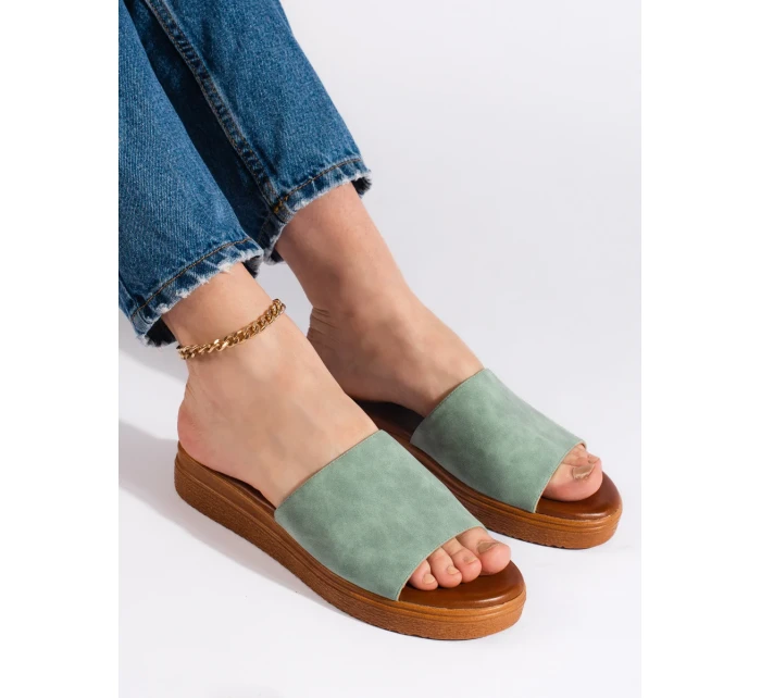 Klasické nazouváky zelené dámské bez podpatku Klasické nazouváky zelené dámské bez podpatku