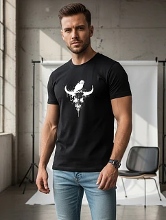 Pánske tričko s potlačou lebky a rohov NX060R