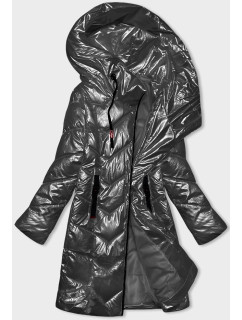 Metalická dámská vypasovaná zimní bunda v grafitové barvě Rosse Line (7227)