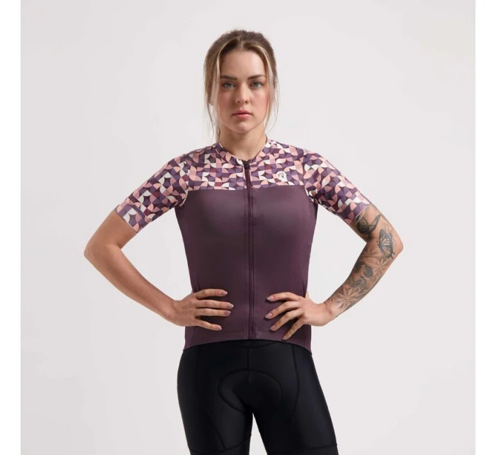 Rogelli ESSENTIAL GRAPHIC dres bordovo-koralový M