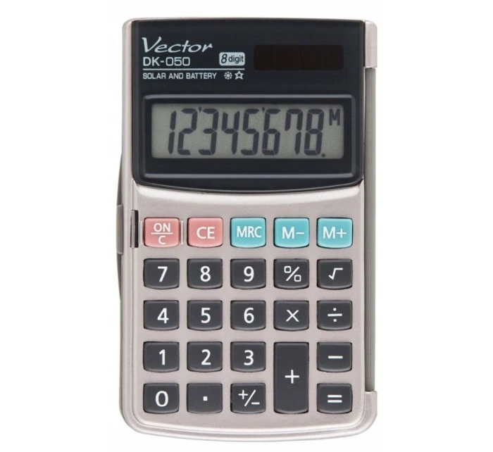 Vrecková kalkulačka Vector DK-050, sivá