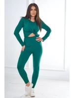 Súprava s riasením na blúzke zelenej farby