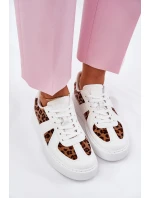 Sneakersy Damskie Z Panterką Na Platformie Białe Nativira